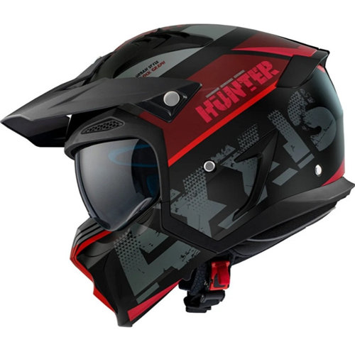 Motosiklet KaskI Hunter SV Block B5 Matt Fluor Red Sport Moduler Kask Off-Road