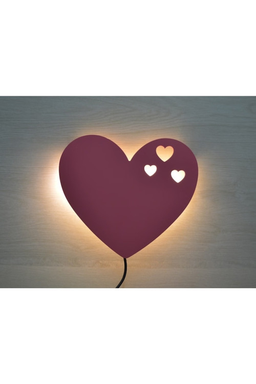 Kalp Bebek Odası Çocuk Odası Dekoratif Led Aydınlatma 30 Cm