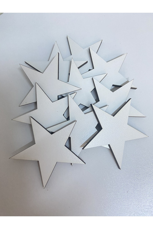 10’Lu Ahşap Yıldız Duvar Dekoru 5X5 Cm