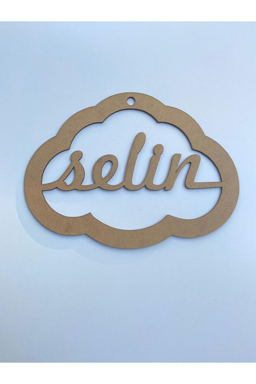 Ahşap Isimli Bulut Kasnak 30X23 Pembe