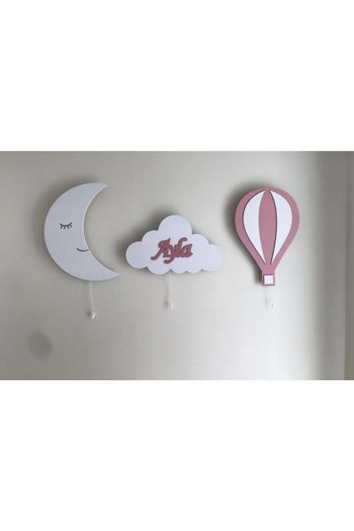Isimli Ay Balon Bulut Gece Lambası Çocuk Odası Bebek Odası Dekoratif Led Aydınlatma Set