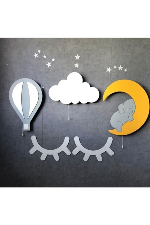 Fil Balon Kirpik Gece Lambası Çocuk Odası Bebek Odası Dekoratif Led Aydınlatma