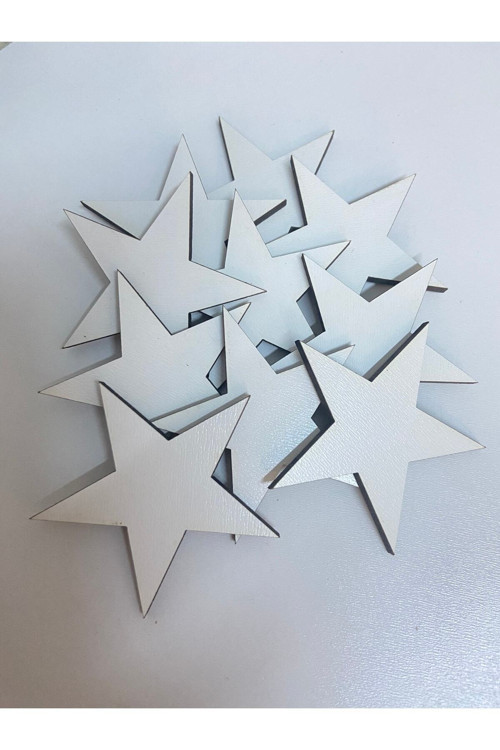 10’Lu Ahşap Yıldız Duvar Dekoru 5X5 Cm