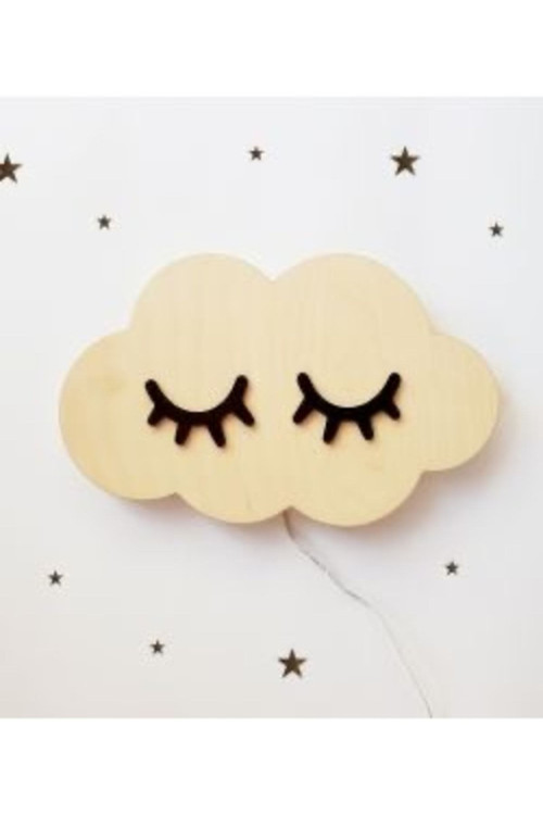 Kirpikli Bulut Gece Lambası Çocuk Odası Bebek Odası Dekoratif Led Aydınlatma 40X20 Cm