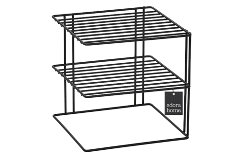 Mat Siyah 3 Katlı Dolap Içi Çok Amaçlı Tabak, Bardak, Mutfak Düzenleyici Raf, Tabaklık - Metal Paslanmaz