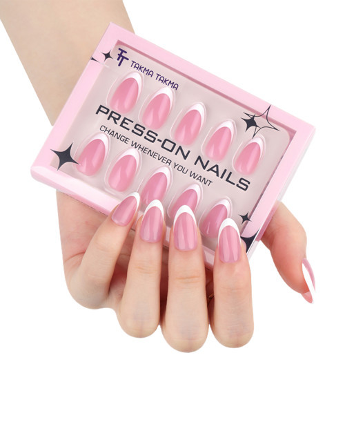 MKBD1720 Kısa Badem Standart Beden 30'lu Tekrar Kullanılabilir El Yapımı Protez Takma Tırnak