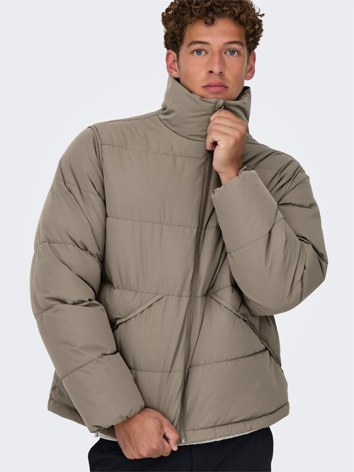 ONSPACK LIFE PUFFER JACKET OTW Erkek Gri Mont - 22034718