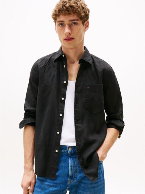 PIECE DYE LINEN RF SHIRT Erkek Siyah Gömlek - MW0MW39425