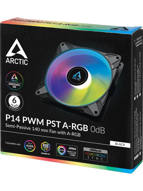 Pacchetto Da 5 Ventole ARCTIC P14 Max 140mm PWM Nero – 2800 Giri, 94 CFM, Custodia PC