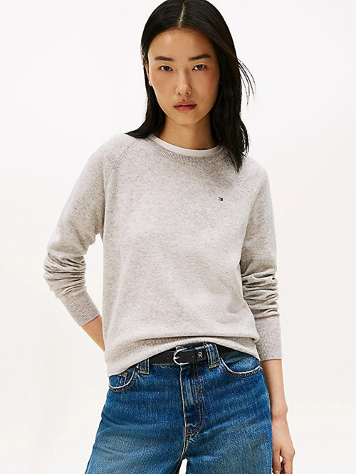 WOOL CASH C-NK LS SWEATER Kadın Gri Kazak - WW0WW47470