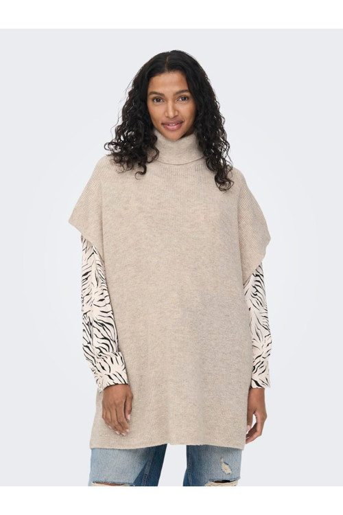 Onlparıs Lıfe Loose Highn Wool Vest Knt Kadın Gri Kazak - 15268869