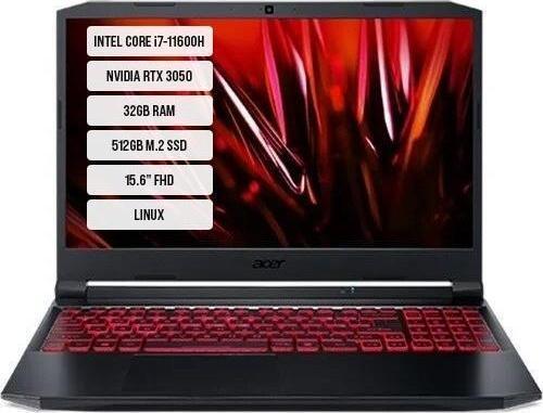 AN515-57 NH.QELEY.00A-01 i7-11600H 32GB 512GB SSD RTX3050-4GB 15.6" Linux