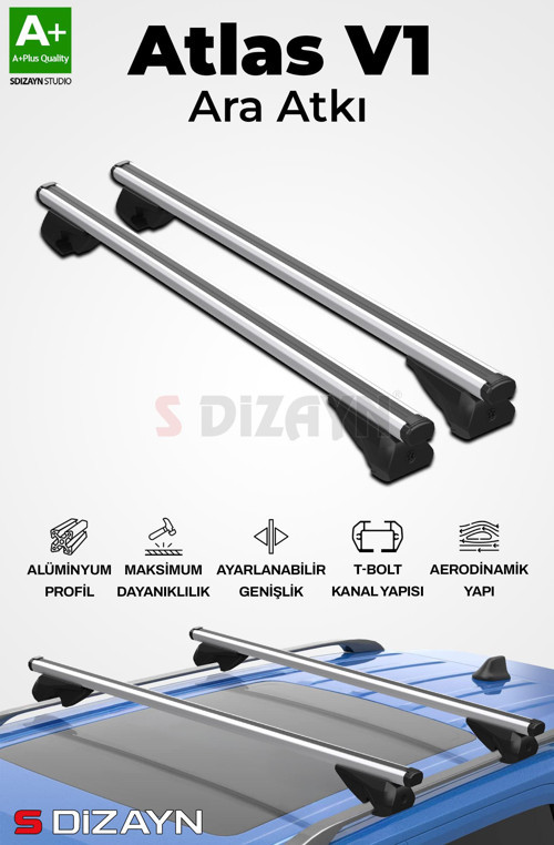 Acura MDX S-Bar Atlas V1 Ara Atkı Tavan Taşıyıcı Barı Gri 155 Cm 2007-2014 A+ Kalite