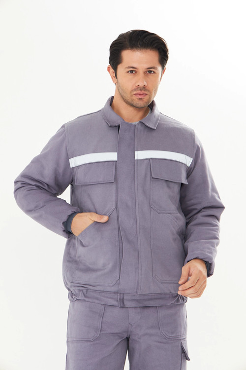 Mont 7/7 Gabardin %100 Pamuk Reflektörlü Kapitoneli Kışlık Gri