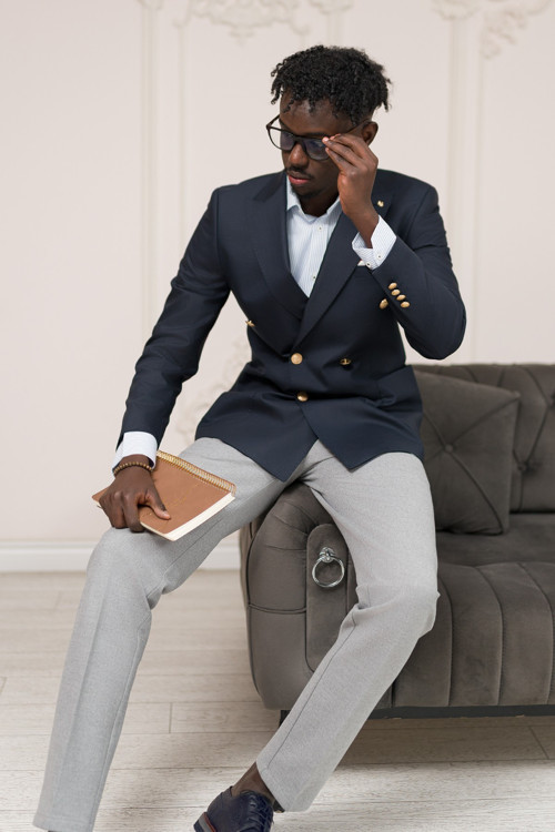 Regular Fit İtalyan Yaka Astarlı Torba Cepli Kruvaze Blazer Ceket