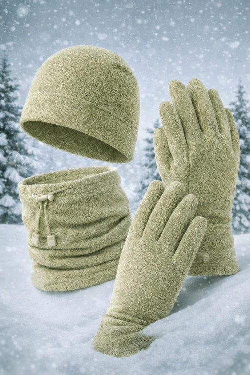 Polar Bere Eldiven Boyunluk Seti – Unisex BEJ