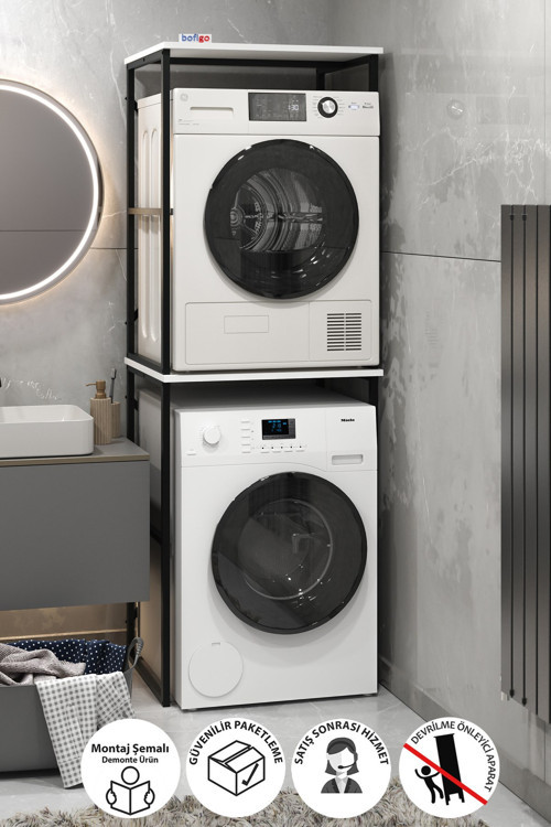 Çamaşır Makinesi Dolabı Kurutma Makinesi Dolabı Metal Banyo Dolabı Seda Beyaz