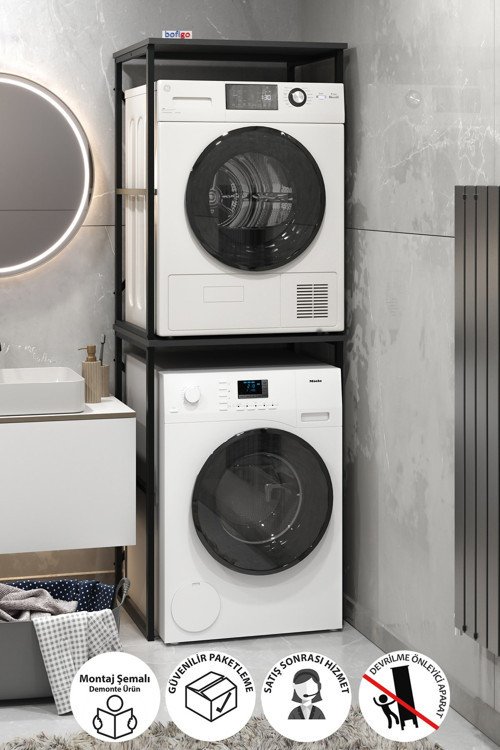 Çamaşır Makinesi Dolabı Kurutma Makinesi Dolabı Metal Banyo Dolabı Seda Antrasit