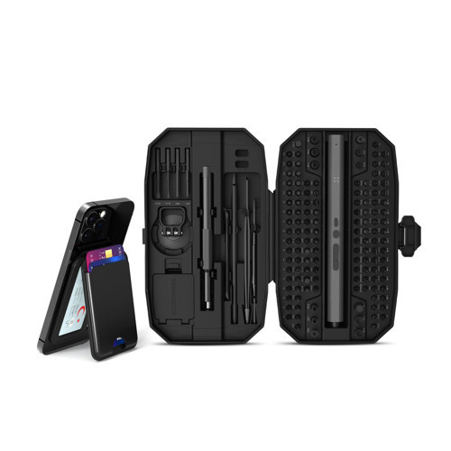 Akıllı Deri Cüzdan Takip Edilebilr İOS Uyumlu Manyetik Kartlık ve Hassas Şarjlı 153 Parça Otomatik Tornavida Hediye Seti