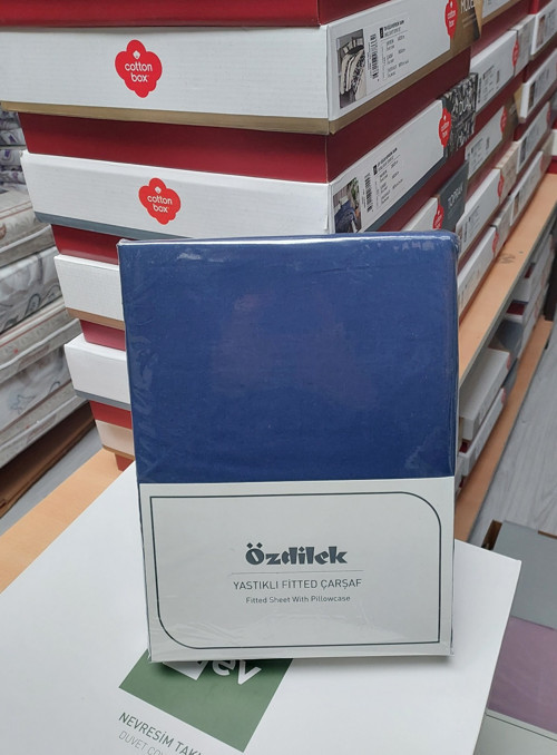 Colourist Fitted Lastikli Tek Kişilik Çarşaf Seti (100x200)-Pasifik Mavi