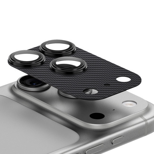 İphone 17 Pro Max Uyumlu Armorwarrior Serisi 600D Kevlar Kamera Lens Koruyucu Siyah