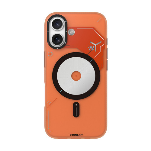 İphone 17 Uyumlu Kılıf M-Safe Şarj Özellikli Disk Desenli Disc Battle Kapak Turuncu