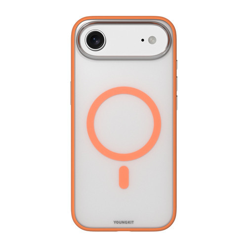İphone 17 Air Uyumlu Kılıf M-Safe Şarj Özellikli Clear Serisi Kapak Turuncu