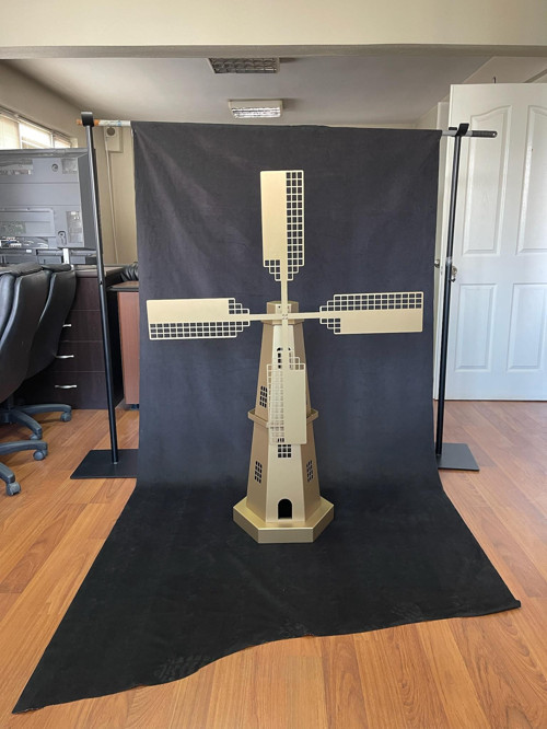 Metal Yel Değirmeni Modeli, Dekoratif Metal Heykel, Modern Ev Dekorasyonu, El Yapımı Yel Değirmeni Replikası, Rustik Ofis Aksesuarı, Yükseklik: 135 cm