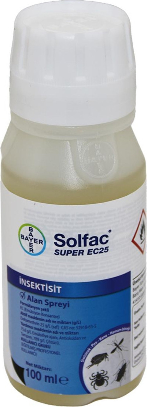 BAYER SUPER EC-25 SOLFAC İNTEKTİSİT S.SİNEK PİRE KENE H.BÖCEK İLAÇ SIVI 100ML (K246)