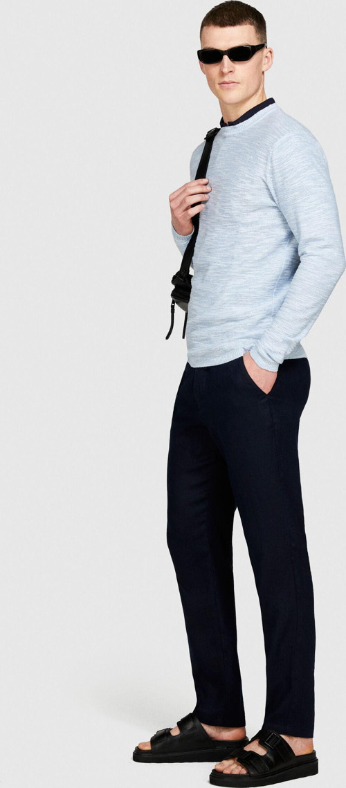 %100 Keten Slim Comfort Fit Pantolon Erkek Lacivert Pantolon - 324P4AGHSF049