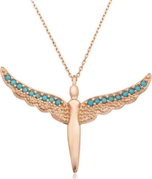 Gümüş Kanatlı Melek Kadın Kolye