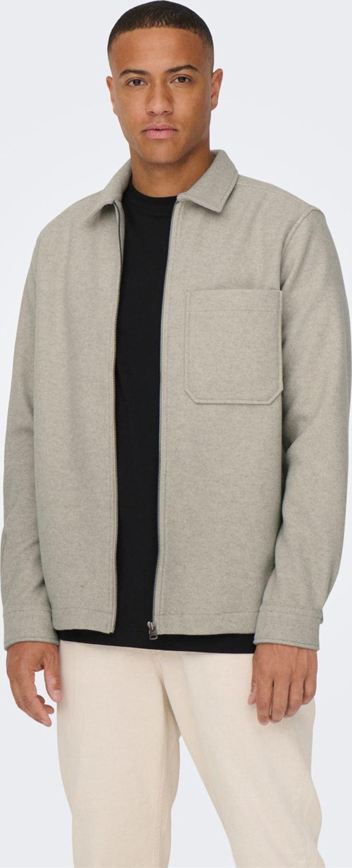 ONSDAL OVR ZIP LS SHIRT Erkek Gri UK Gömlek - 22026312