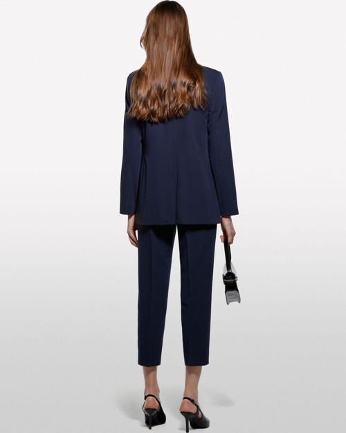 Streç Viskozlu Tek Düğmeli Regular Fit Blazer Ceket Kadın Lacivert Ceket - 325A2KVXLW025