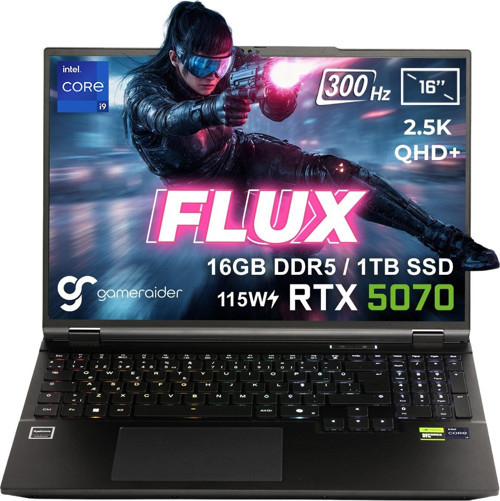 FLUX GR16 i9-14900HX 16GB DDR5 1TB SSD RTX 5070 8GB 115W 16 inç 2.5K QHD+ 300Hz FDos Gaming Laptop