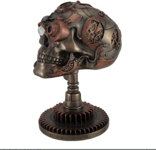 Bronz/Bakır Hazır Steampunk Kafatası Heykeli - Heykel Serisi 2