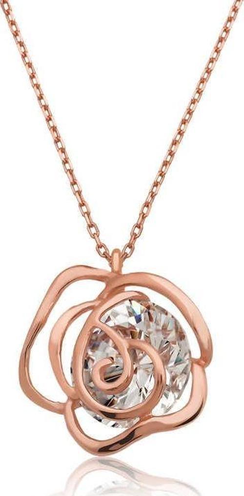 ​925 Ayar Gümüş Rose Gül Kadın Kolye