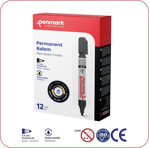 Permanent Marker 12'li Kutu Yuvarlak Uçlu Permanent Kalem Koli Kalemi