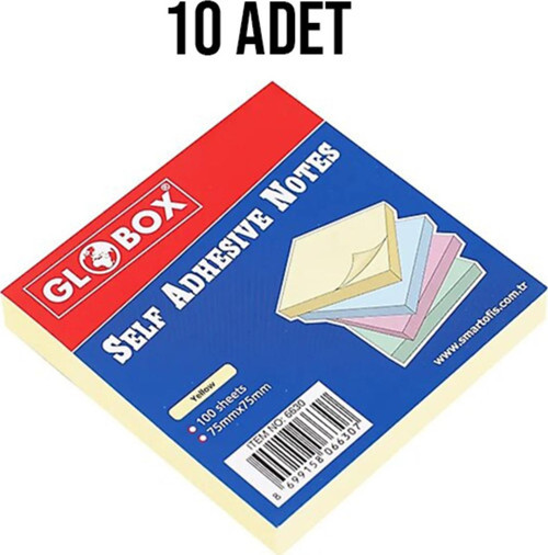 75x75 100 Yaprak Yapışkanlı Not Kağıdı Pastel Sarı 10 Adet