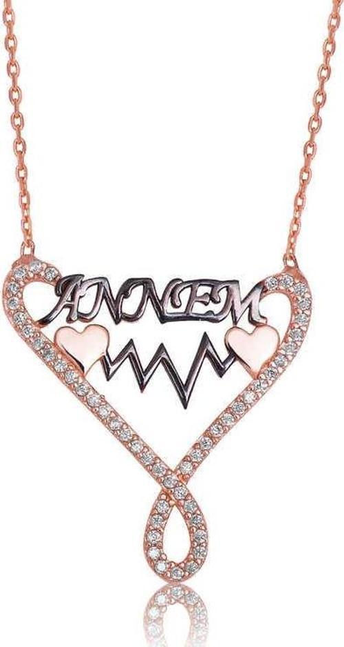 925 Ayar Gümüş Annem Yazılı Sonsuzluk Kolye