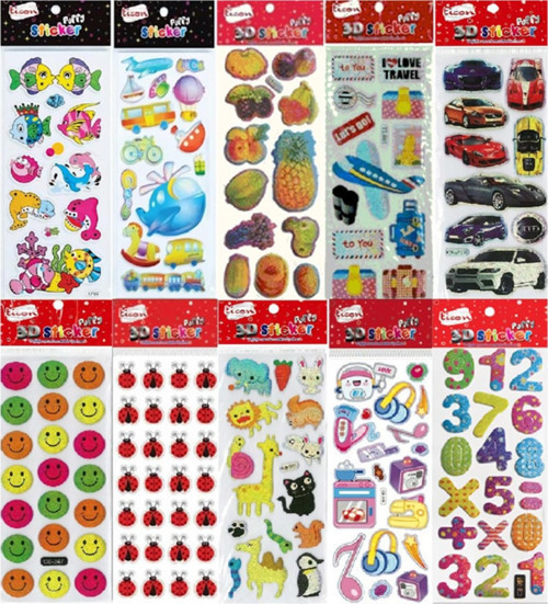 Kabartmalı Sticker Karışık Paket 100 Kartela