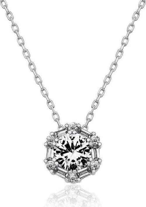 925 Ayar Gümüş Buz Beyazı Baget Taşlı Kolye