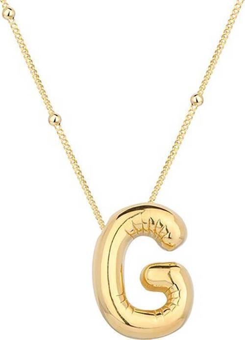 925 Ayar Gümüş Gold Balon G Harfi Kadın Kolye