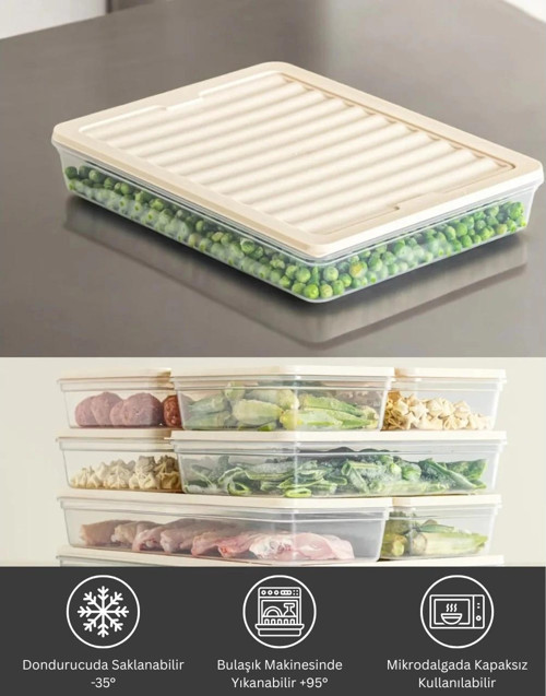 4'lü Şeffaf Saklama Kabı Krem 4x2,5 Lt BGMT2525 Mikrodalga Buzdolabı ve Dondurucu Uyumlu Düz