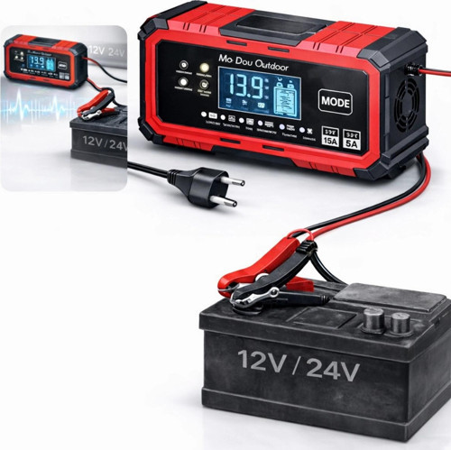 Auhma AOC22 Akü Şarj ve Onarım Cihazı - 12V 15A-24V 8A Otomatik Seçim Dijital Ekran