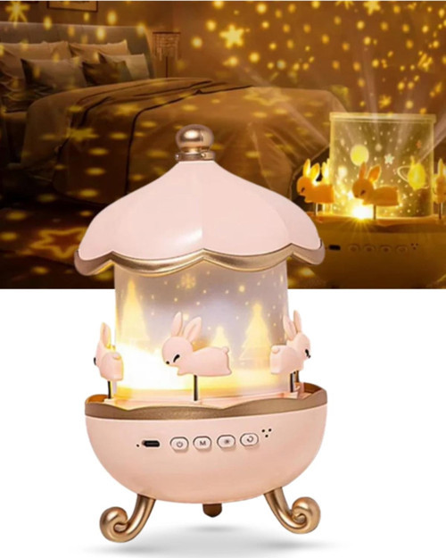 Glr Mxs-008 Atlıkarınca Figürlü Müzikli Gökyüzü Lamba - Yıldız ve Gezegen Projeksiyonlu