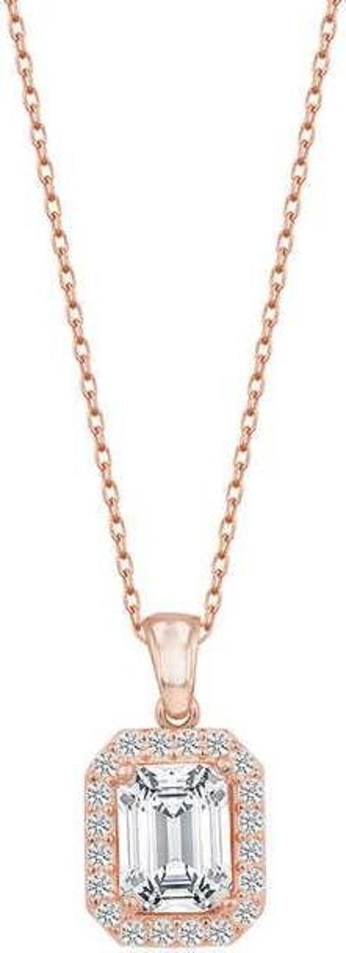 925 Ayar Gümüş Rose Baget Taşlı Kadın Kolye