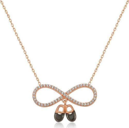 925 Ayar Gümüş Rose Bebek Patikli Sonsuzluk Kolye