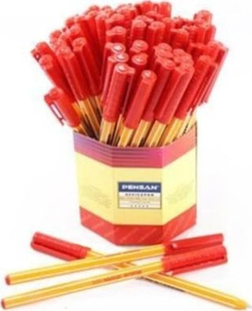 1010 Ofis Pen Tükenmez Kalem 1,0 Mm Kırmızı 60 Lı (1 Paket 60 Adet)