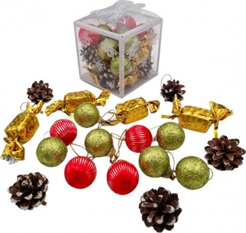 Yılbaşı Süsü Karışık Pvc Kutuda 18Li
