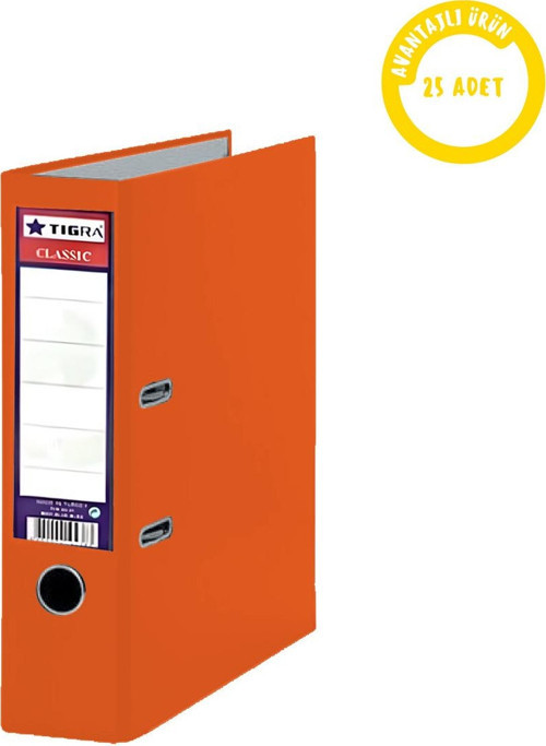 Classic Geniş Plastik Klasör 25'li Koli Turuncu Ofis Büro Klasörü